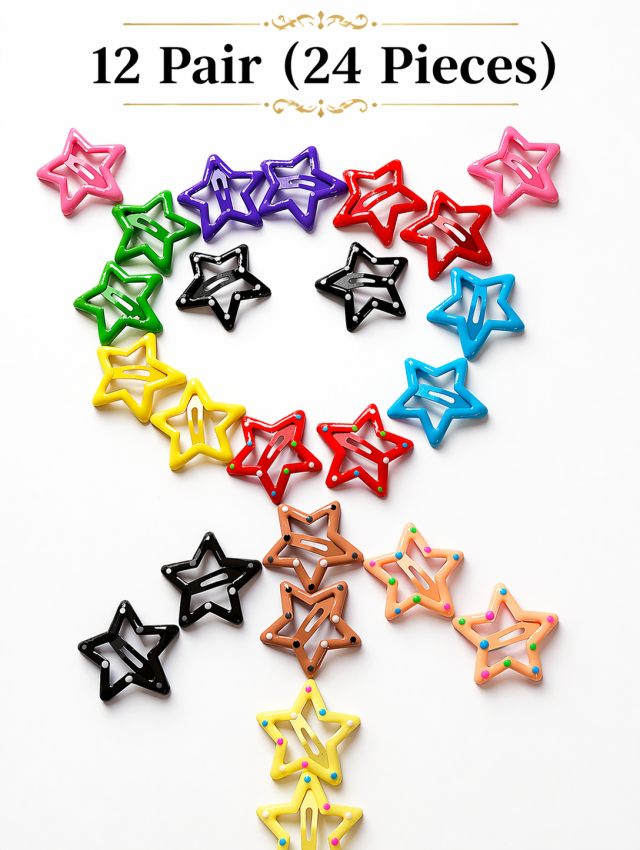 Tic Tac Star Clips for Cute KIds and Girls/Multicolour Hair Clips For Babies/Hair Accessories for Girls (PACK OF 24 PIECE)