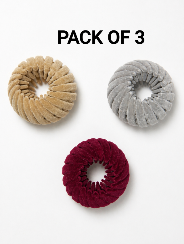 Bird Nest Magic Hair Clip | Pink Brown Black | Bun Maker Hair Ties Scrunchies for Thick & Thin Hair | Hair Accessories for Women | Ponytail Holder | Pack of 3